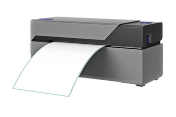 Barcode printer gray office technology. 3D graphic