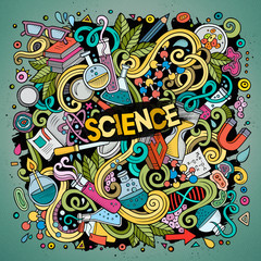 Obraz premium Cartoon cute doodles Science illustration