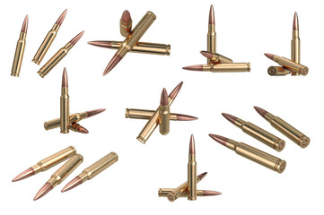 Bullet rifle metal ammo set. 3D graphic