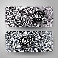 Graphics vector hand drawn sketchy trace Music Doodle banners
