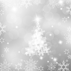 Naklejka na ściany i meble Christmas tree background created with plus signs - silver versi
