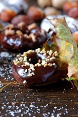 Homemade doughnuts in frosting