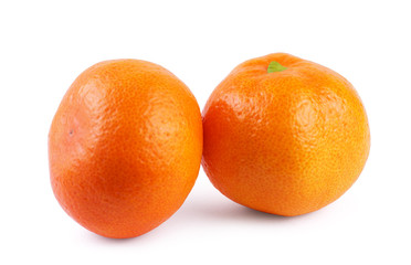 Two tangerines on a white background