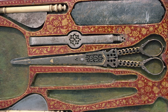 Detail of old cosmetic case, Negarestan Museum, Iran