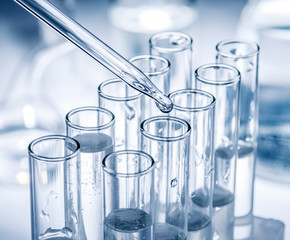 Different laboratory beakers and glassware.