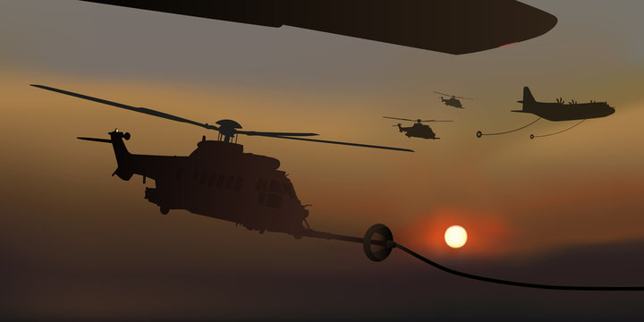 Hélicoptère - Ravitaillement - Nuit - Guerre