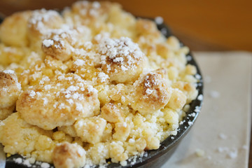 vanilla crumble with icing on top