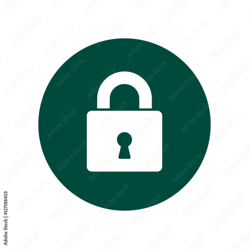 Poster lock logo vector. padlock security symbol for web site design. vector icon in green circle.