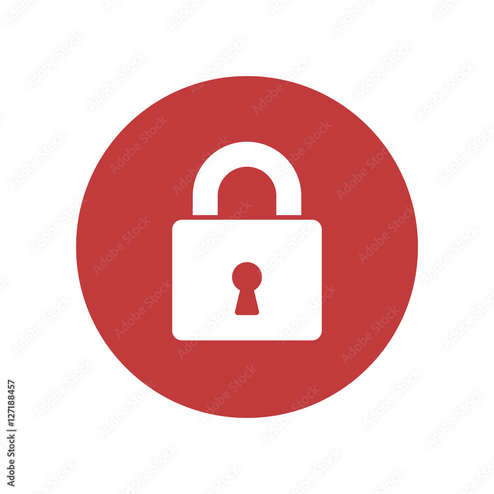 Poster lock logo vector. padlock security symbol for web site design. vector icon in red circle.