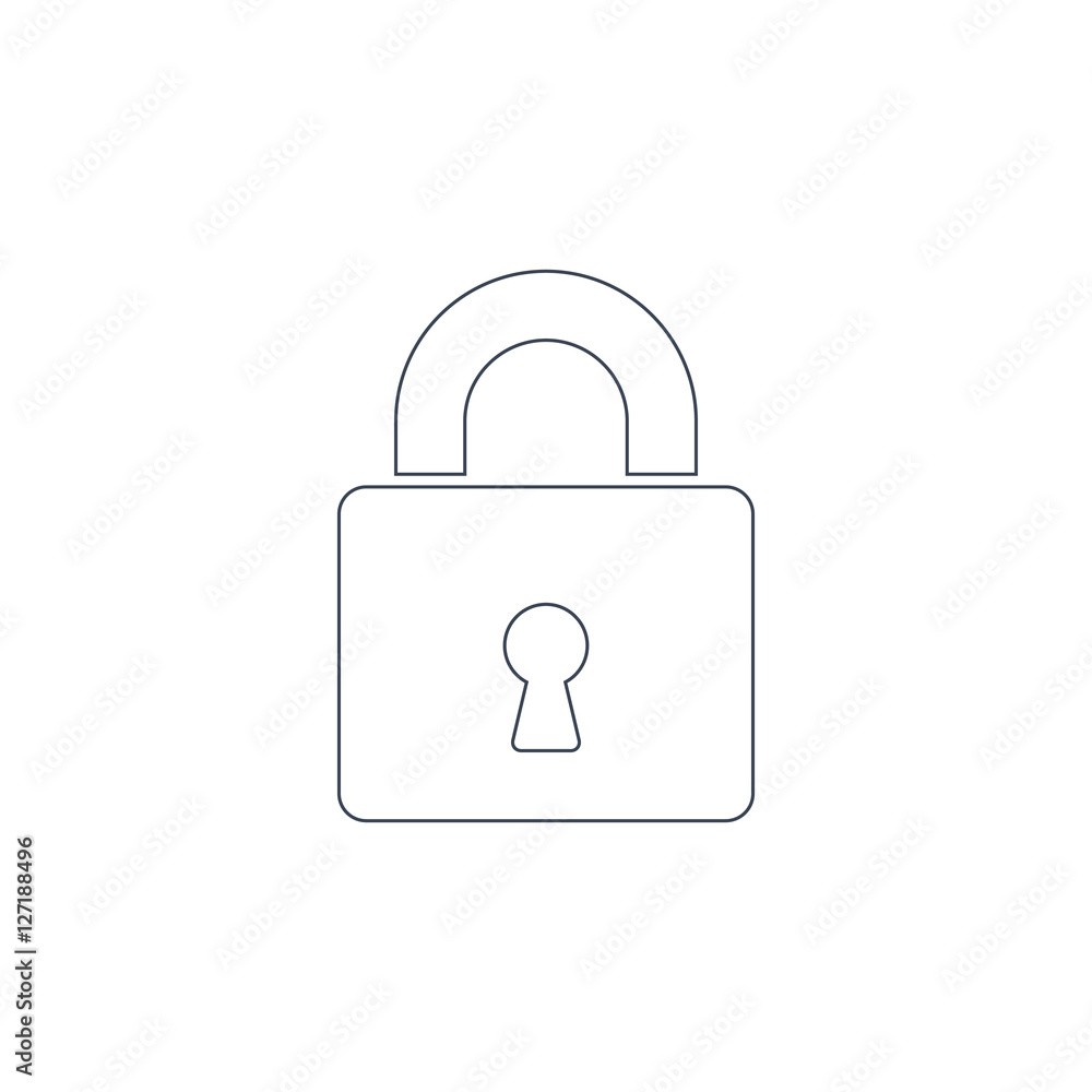 Poster lock icon outline vector. padlock simple symbol isolated on white background.