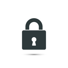 Lock icon vector. Padlock simple symbol isolated on white background.