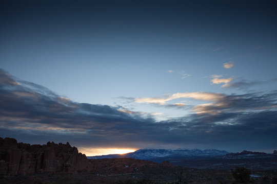 Sunset in the Arches National Park, Utah, USA