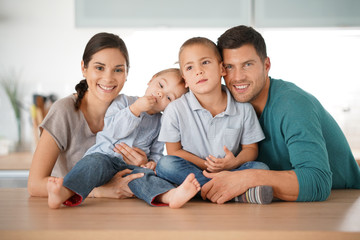 Portrait of happy family of four