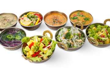 Vegan and vegetarian indian cuisine hot spicy dishes