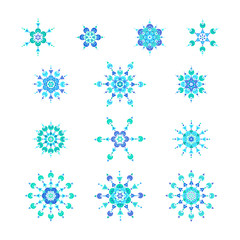 set blue snowflakes 