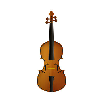 Realistic violin isolated white background.