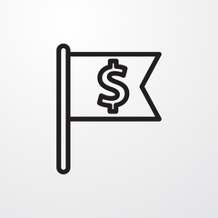 flag with dollar icon illustration