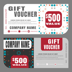Obraz premium Blank of gift voucher vector illustration to increase sales on white and dark background with pattern.