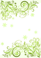 Background with Floral Pattern, Symbolical Green Leaves and Flowers Silhouette. Vector