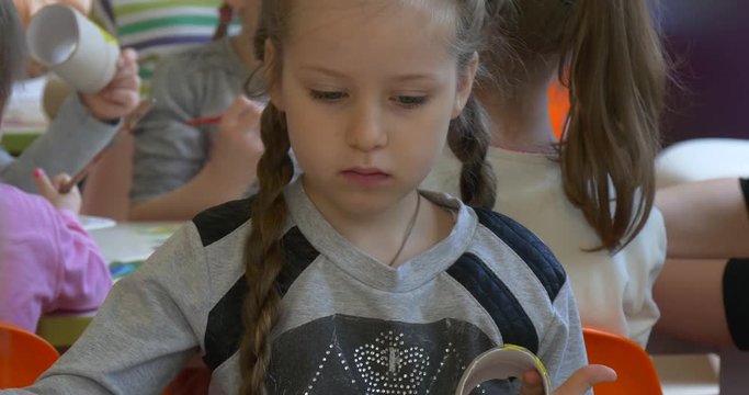 Close up Girl Painting at the Art Circle