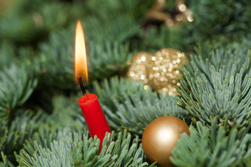 candle burning christmas tree