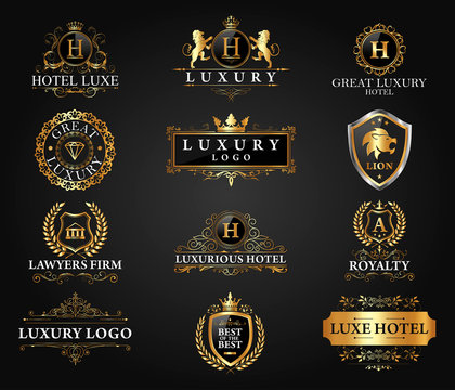 Great Luxury Set, Royal and Elegant Logo Vector Design