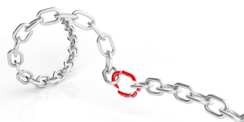 Chain on white background. 3d illustration