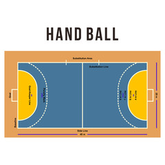 Handball Court Arena with Size Scale Illustration
