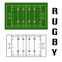 Rugby Field Arena Vector Drawing Illustration