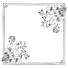 Flowers frame icon. Decoration rustic garden floral nature plant and spring theme. Isolated design. Vector illustration