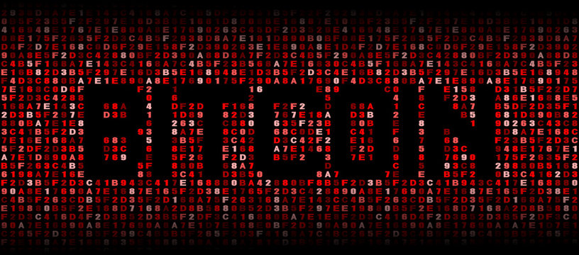 Bitcoin text on hex code illustration