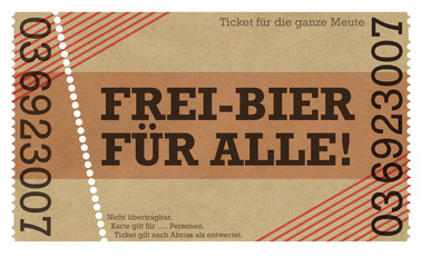 Frei Bier Freibier für Alle - Wertmarke - Coupon, Frei Bier, marke ticket einladung, alte...