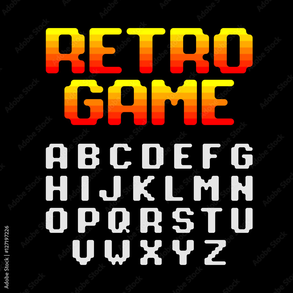 Poster retro pixel video game font