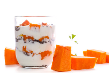 Greek yogurt with baked pumpkin