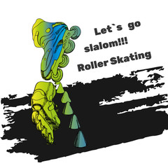 Obraz premium set for Roller Skates with text. Isolated logo hand drawn eleme
