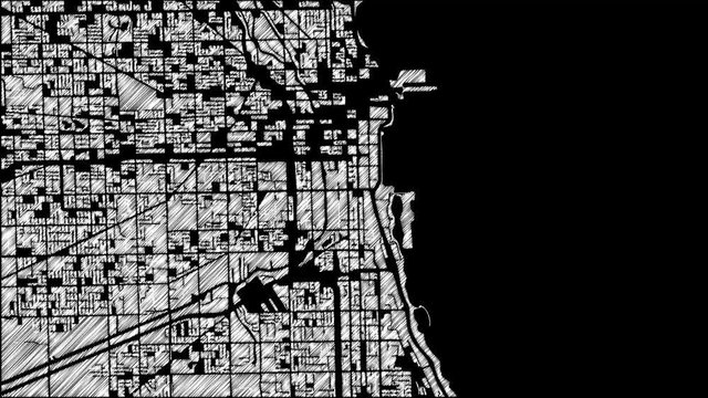 Chicago, USA, Karte Animation Skizze 4K