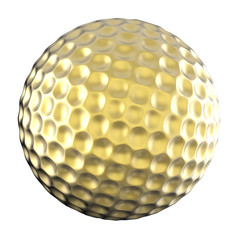 golden golf ball isolated on white