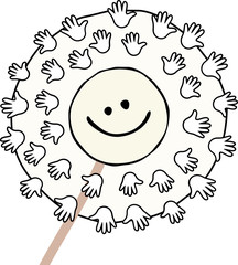 Funny smiling cartoon dandelion vector