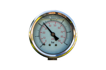 The pressure gauge, in the pneumatic system.