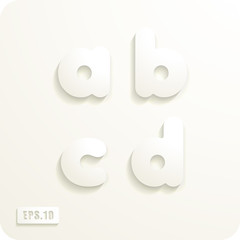 3d Joyful set of cut paper vector lowercase letters, a,b,c,d. Eps 10.