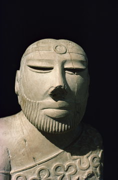 Detail of king priest, Mohenjodaro, Karachi Museum, Pakistan