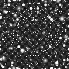 Christmas sparkling transparent Snowfall.