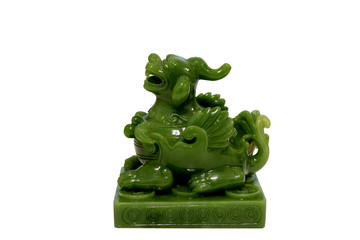 Fototapeta na wymiar Green Pixiu Left Chinese lucky animal mascot