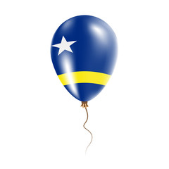 Curacao balloon with flag. Bright Air Ballon in the Country National Colors. Country Flag Rubber Balloon. Vector Illustration.