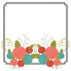 Flowers frame icon. Decoration rustic garden floral nature plant and spring theme. Isolated design. Vector illustration
