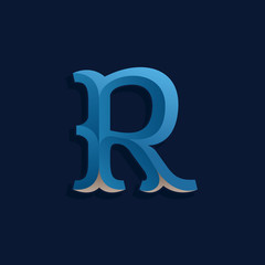 R letter logo in retro marine style.