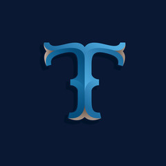 T letter logo in retro marine style.