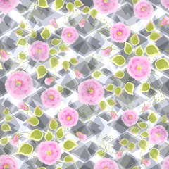 Floral seamless pattern ,cute cartoon flowers white background  . For printing on fabric and paper.