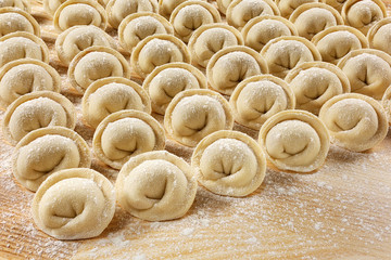 Dumplings and parsley - russian pelmeni - italian ravioli
