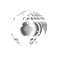 Naklejka premium White dotted globe glass transparent vector illustration